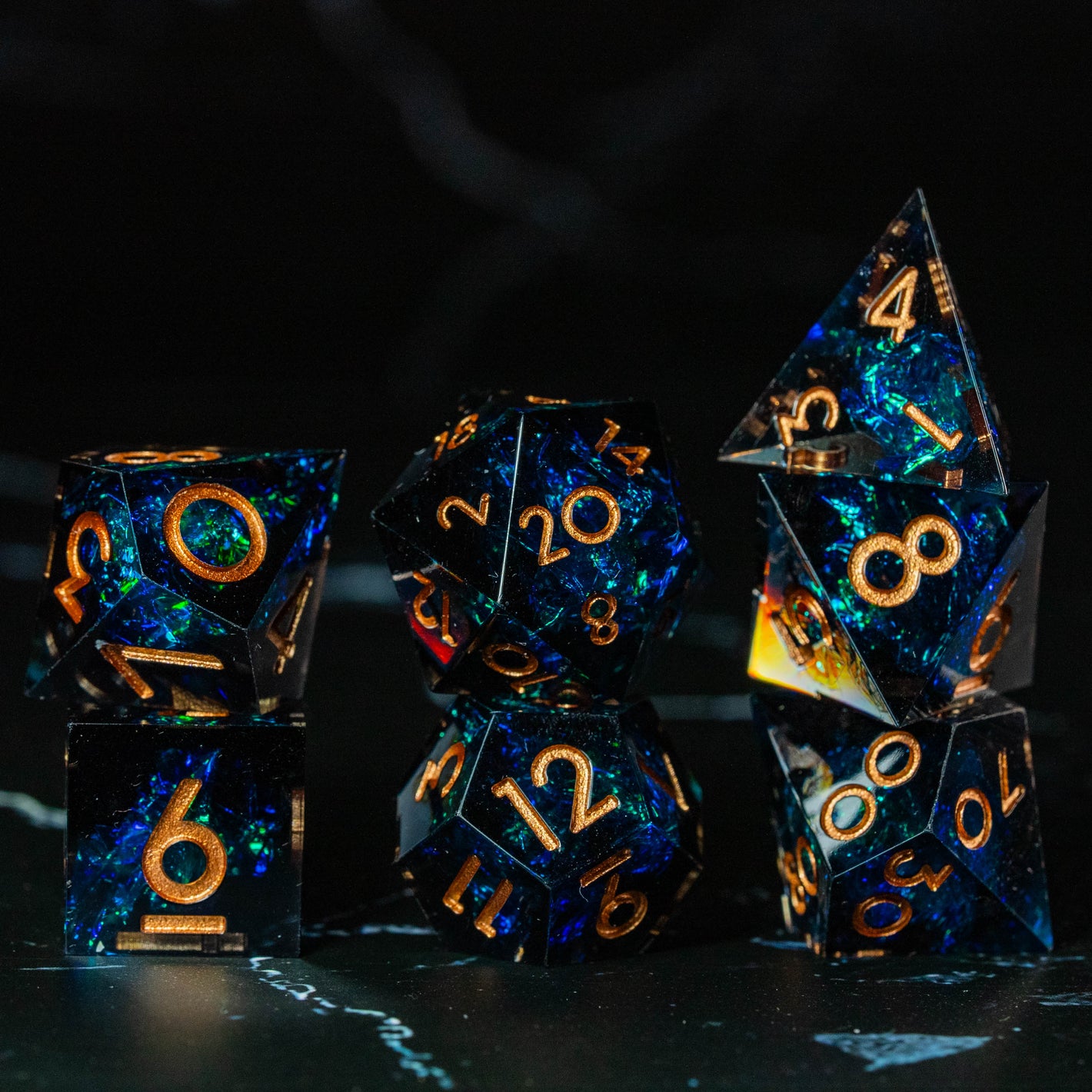 Lueur Nocturne | Set de dés JDR Premium en résine