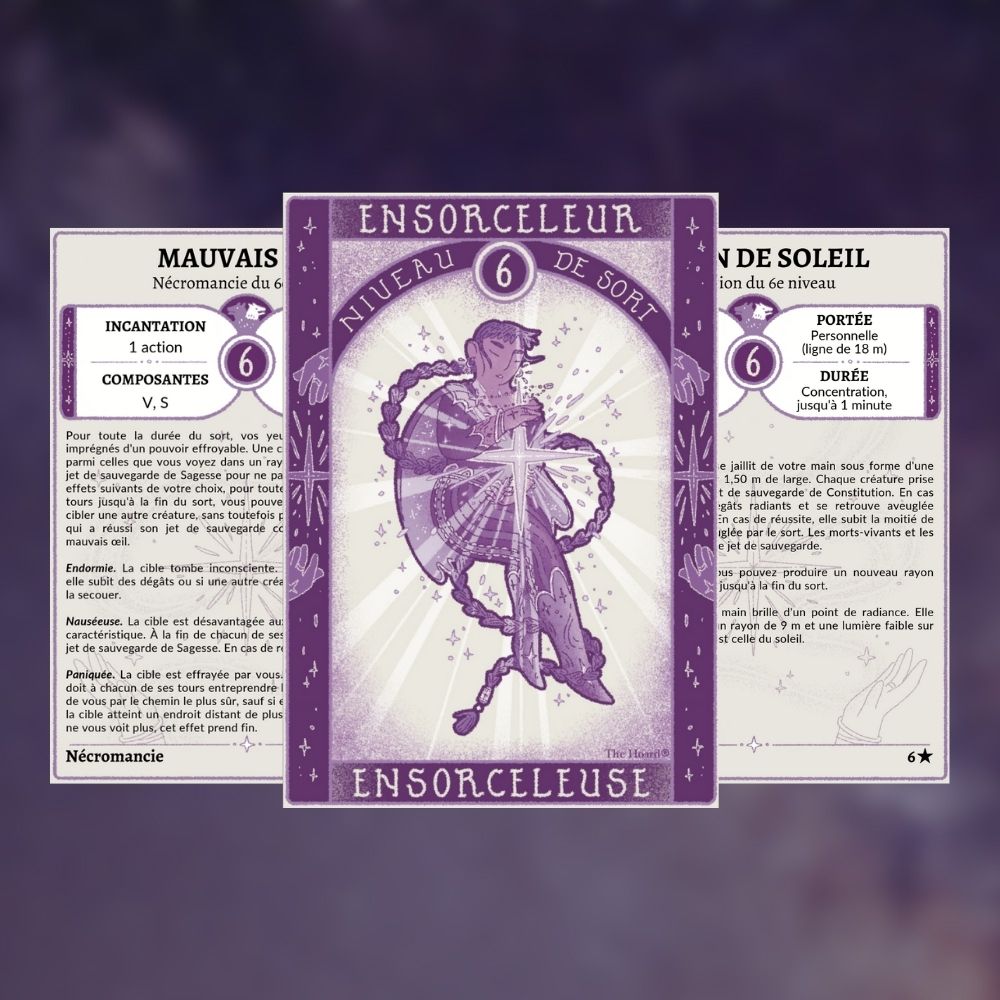 Cartes de sorts D&D 5e imprimables : Ensorceleur / Ensorceleuse