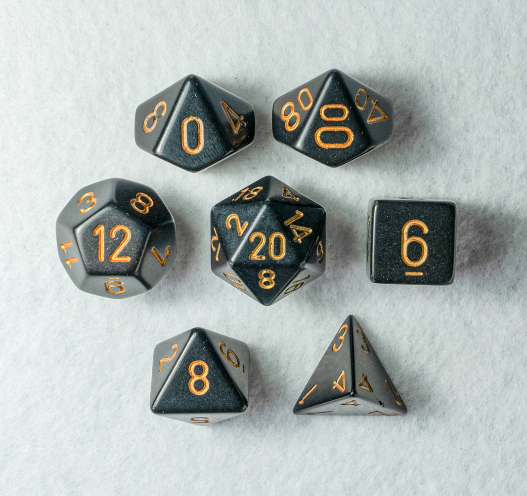 Set De Dés DND 7 Pièces Acrylique Noir Et Orange – Dés Polyédriques Pour Jeux De Rôle RPG, Avec Pochette En Velours
