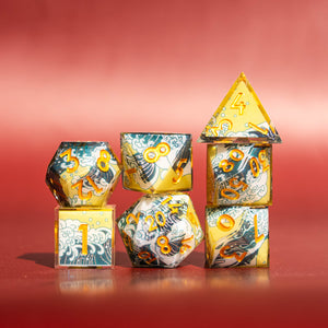 Murmure des Flots | Set de dés JDR en résine sculptée en strates