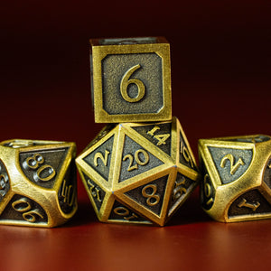 Nickel / Antikgold | RPG-Würfelset aus Metall