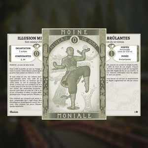 Cartes de sorts D&D 5e imprimables : Moine / Moniale