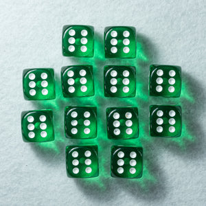 Boîte de 12 d6: Translucent Vert/Blanc