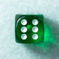 Box von 12 d6: Durchscheinend Grün/Weiß