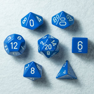 RPG Dice Set: Opaque Blue/White
